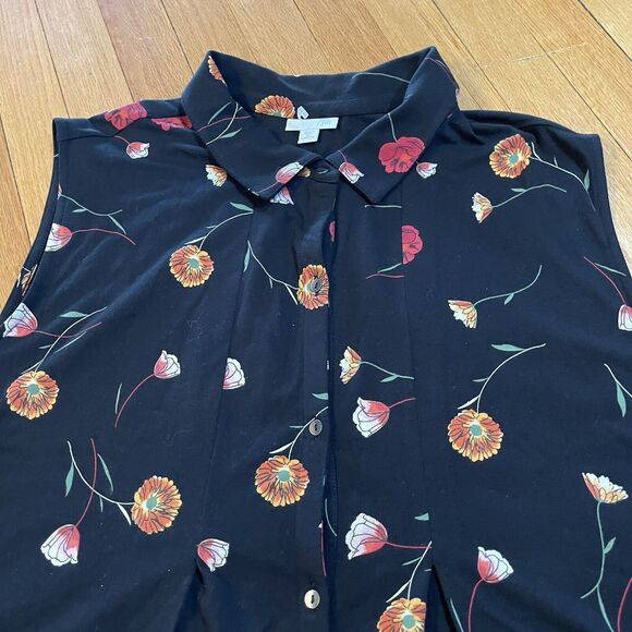 J. Jill Women Jersey Sleeveless Shirt Dress Plus Size 4X Black Floral NEW NO TAG - Picture 9 of 14